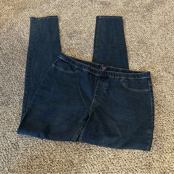 HUE L Blue Stretch Denim Jeggings Elastic Waist R $58 - Picture 5 of 10